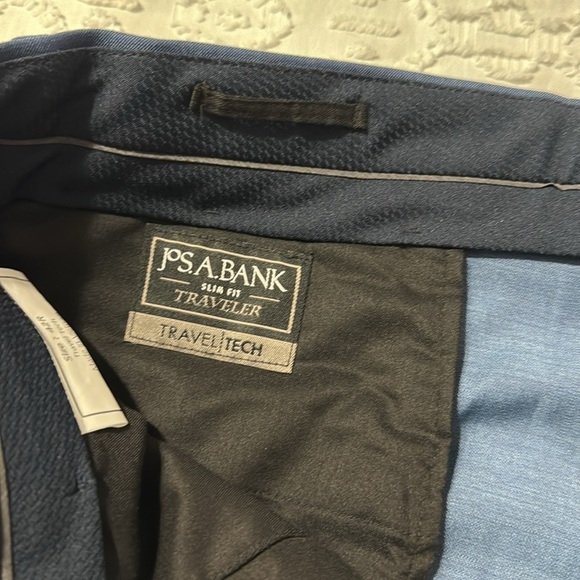 Jos. A. Bank Traveler Performance Wool Slim Blue Unhemmed Pants Men’s Size 42 - Picture 9 of 12